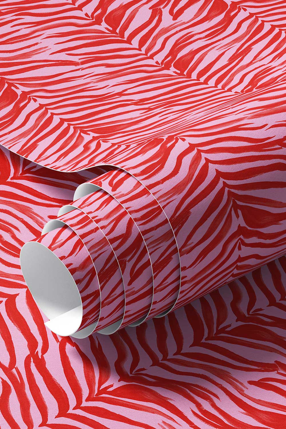 pink and red watercolor zebra stripe wallpaper
watercolor stripe wallpaper
botanical stripe wallpaper
leaf stripe wallpaper
animal print wallpaper
neutral stripe wallpaper
kids room wallpaper
powder room wallpaper
modern stripe wall-covering
hand painted stripe wall-covering
commercial grade water and stain resistant performance vinyl wall-covering, great for bathrooms, kitchens and commercial spaces